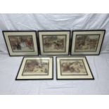A set of five framed and glazed hunting prints, after Hugh Thompson, the Tally-Ho series. H.41 W.