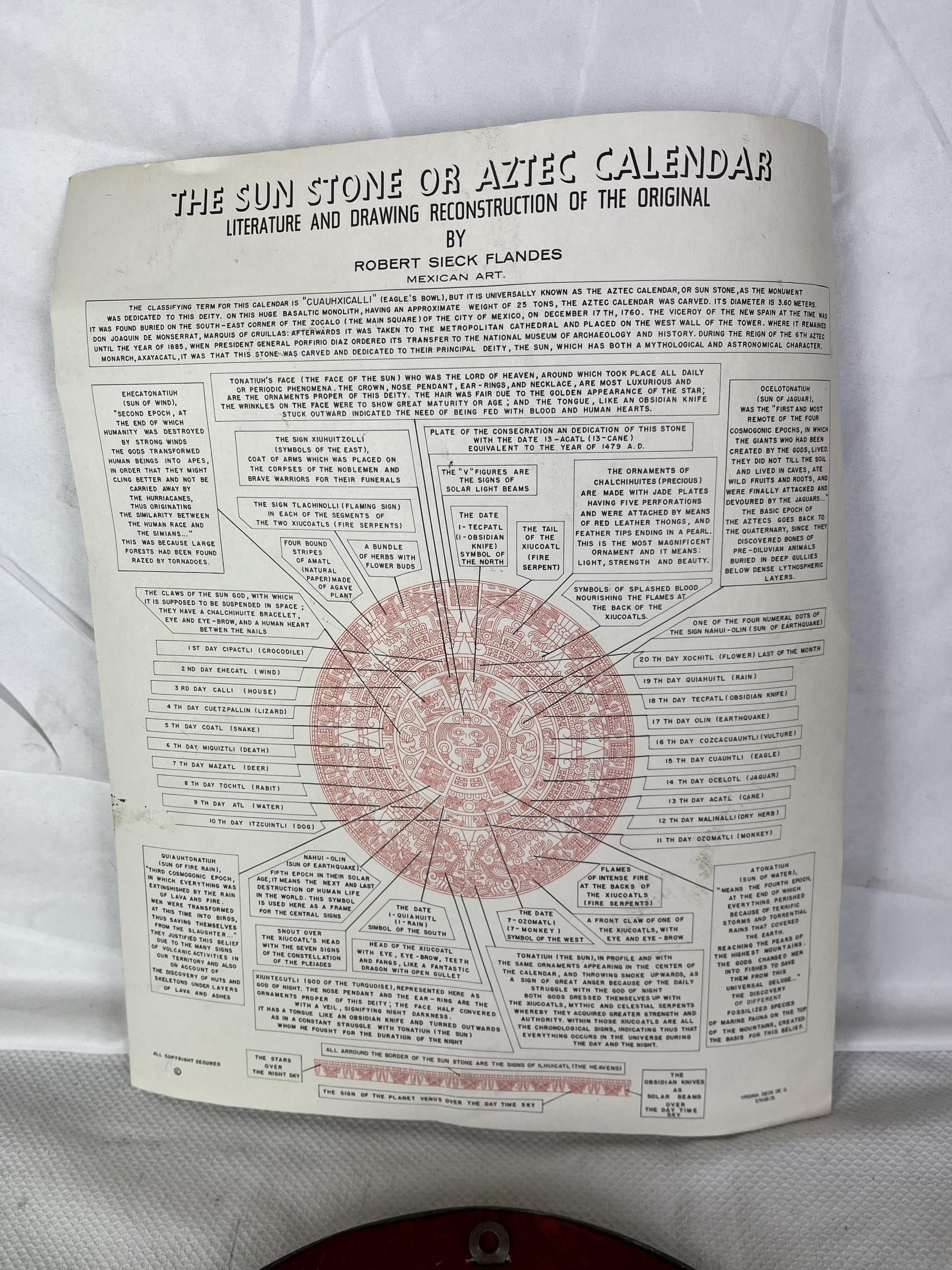 Three moulded Aztec items to do with the calendar. Largest Dia.29.5cm. - Image 7 of 7