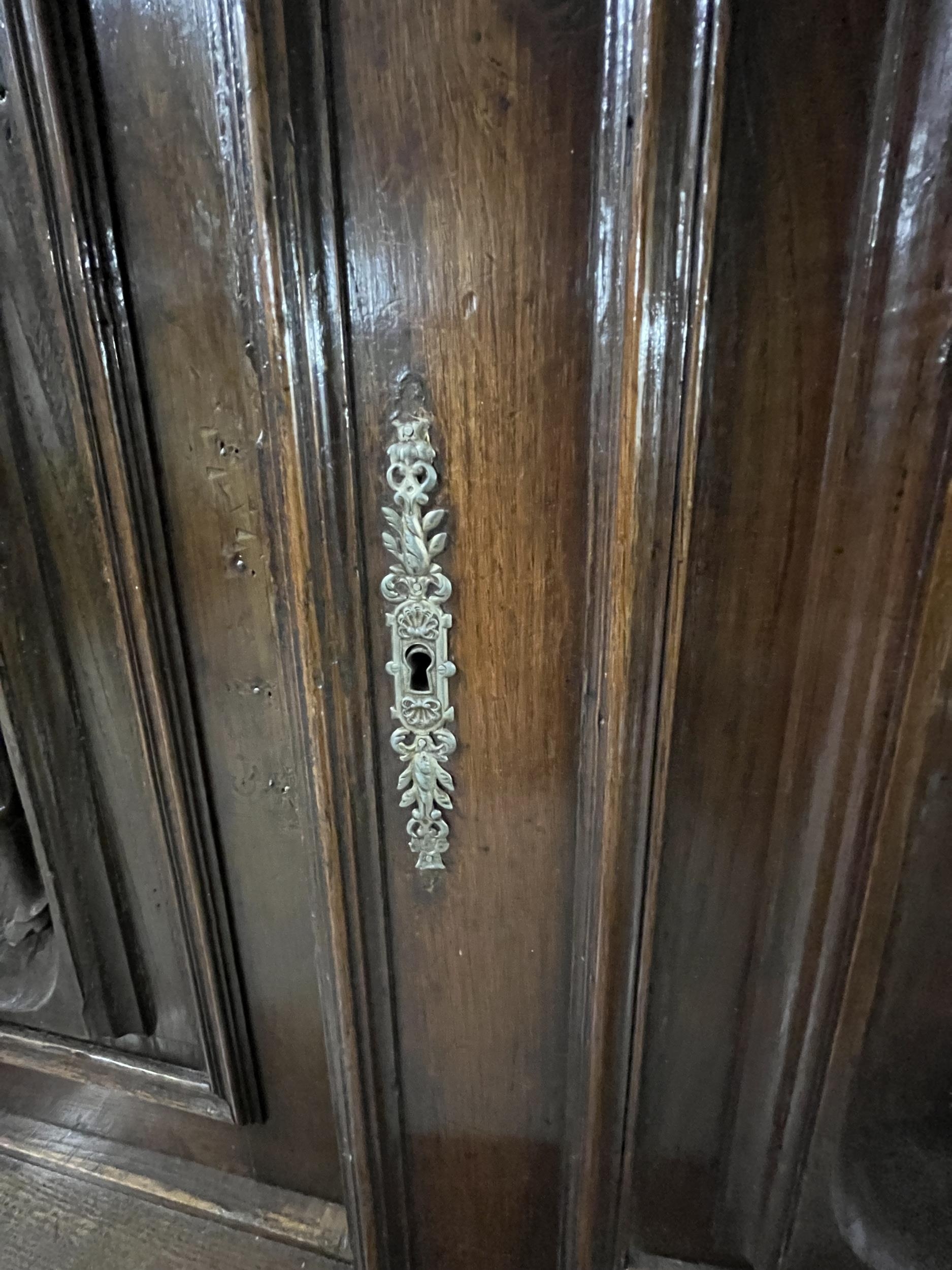 Library bookcase, 19th century French, carved chestnut. Comes in two sections. H.226 W.135.5 D.56cm. - Image 9 of 12