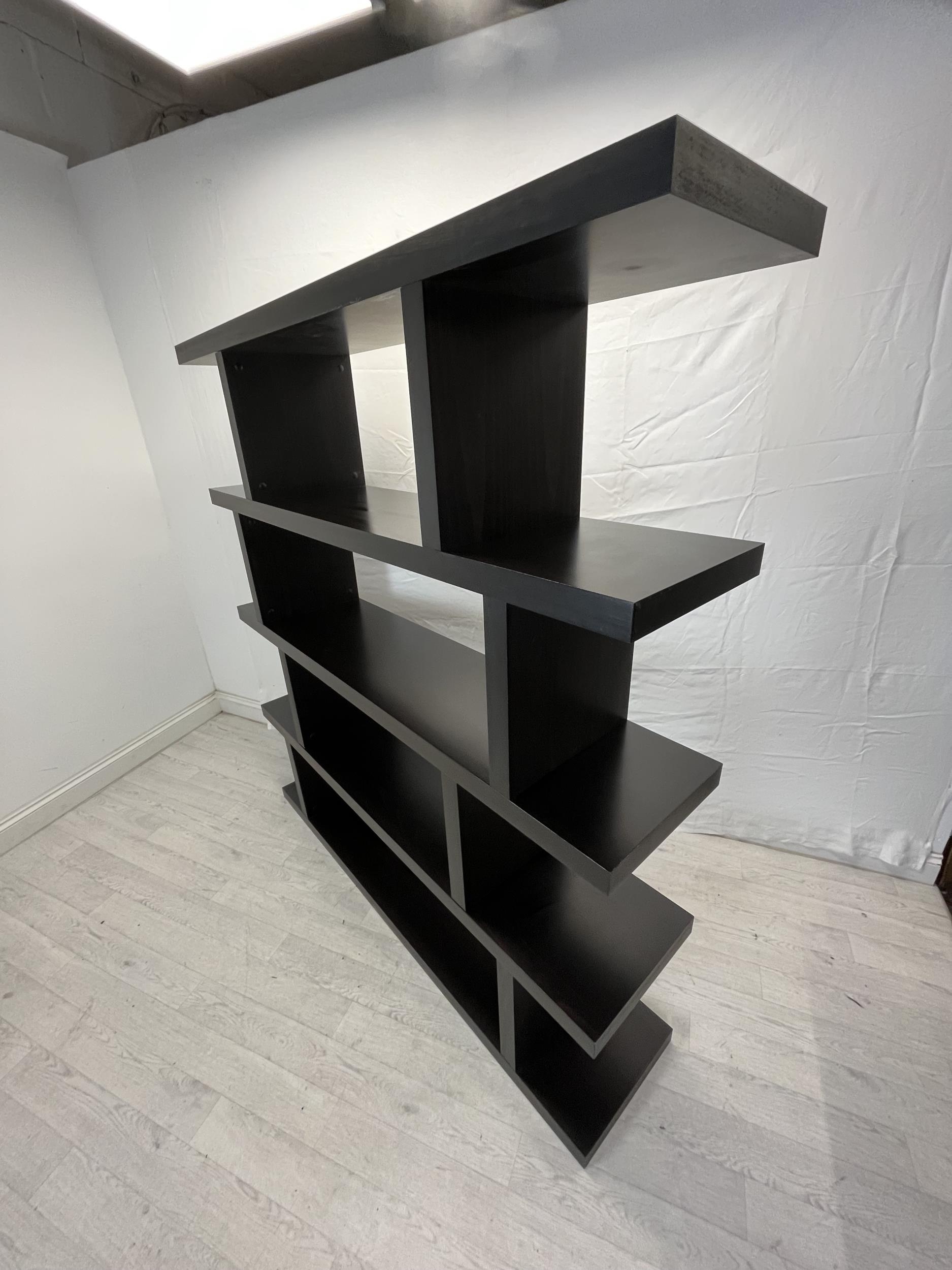 A contemporary full height ebonised hardwood display shelf. H.173 W.162.5 D.36cm. - Image 3 of 6