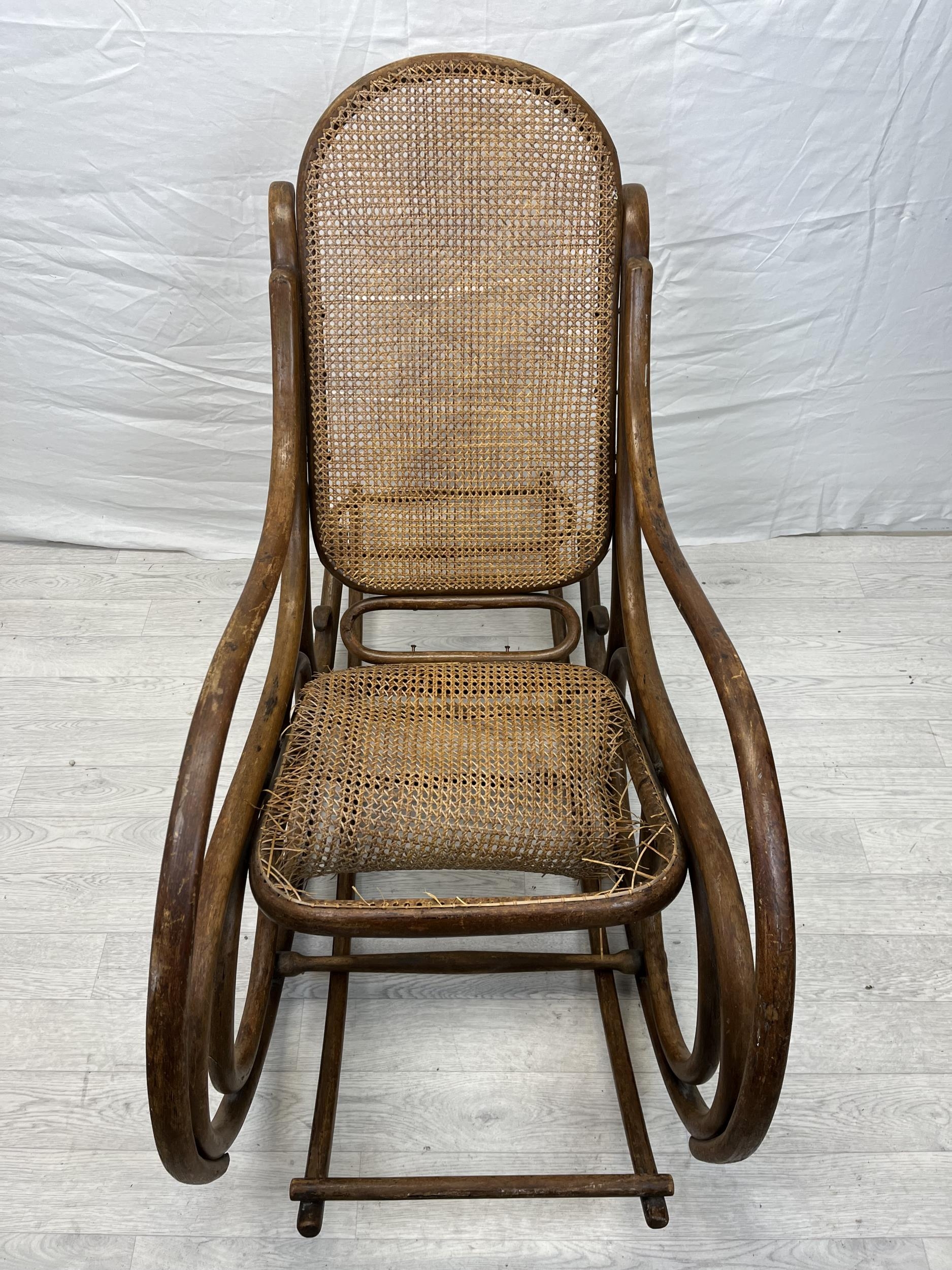 Rocking chair, 19th century Thonet style bentwood with it's separate adjustable runner/footrest. H. - Image 2 of 6