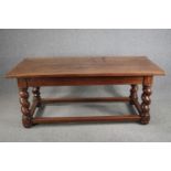 Refectory dining table, early 20th century oak on stretchered twist supports. H.75 W.189 D.91cm.