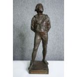 After Eutrope Bouret (1833-1906), a C.1900 patinated bronze figure of a prisoner. H.56cm.