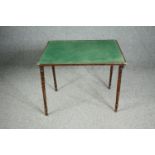 Card table, vintage fold-out type with maker's label to the underside. H.68 W.81 D.60cm.