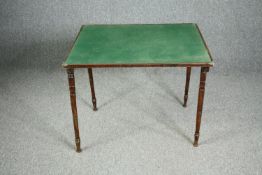 Card table, vintage fold-out type with maker's label to the underside. H.68 W.81 D.60cm.