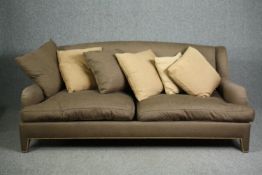Sofa, contemporary Howard style in nearly new condition. H.82 W.215 D.110cm.