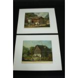 A pair of 19th century hand coloured engravings, Alpine chalets. H.26 W.32cm. (each)