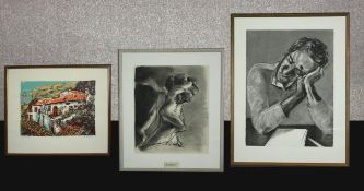 Carlos Sapochnik, The Furies, charcoal study, framed and glazed. H.62 W.53cm.