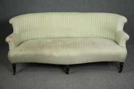 Sofa, 19th century on triple mahogany turned front supports. H.76 W.185 D.102cm.