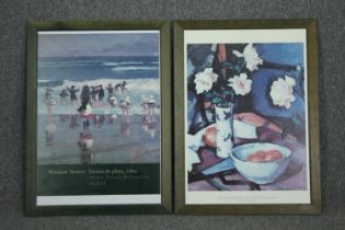 Two framed and glazed exhibition posters: Samuel Peploe and Winslow Homer. H.77 W.56cm.