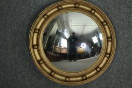 Wall mirror, Regency style giltwood with convex plate. Dia.47cm.