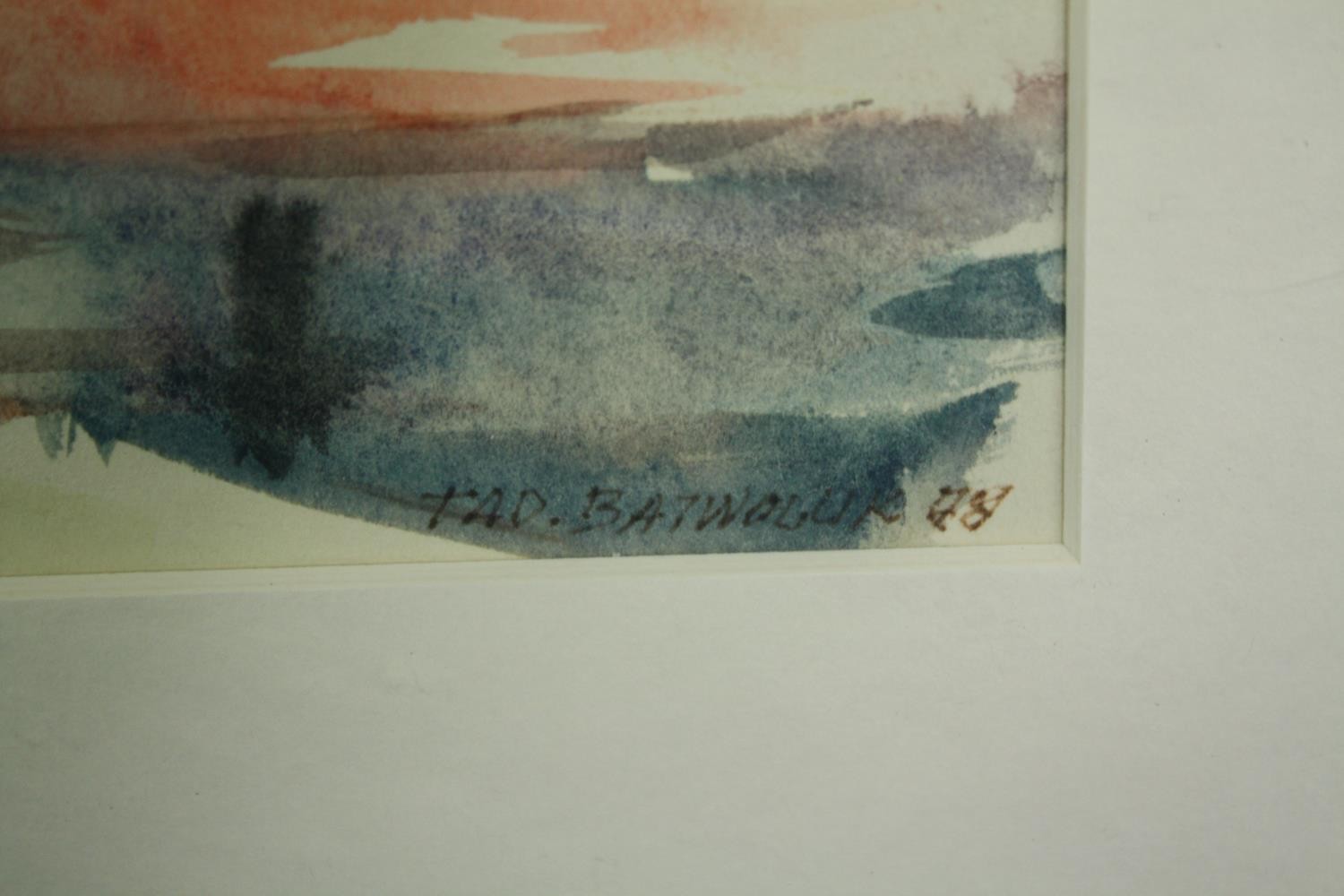A framed and glazed watercolour, Impressionist style moored boats , signed and dated Tadeusz - Image 3 of 5