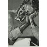 Carlos Sapochnik, On the (Im)possibility of writing, charcoal portrait study. H.101 W.78cm.