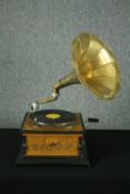A 19th century style wind up gramophone in working order. H.64cm.