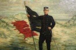 Oil on canvas, early 20th century, Albert I of Belgium, unsigned and unframed. H.45 W.55cm.
