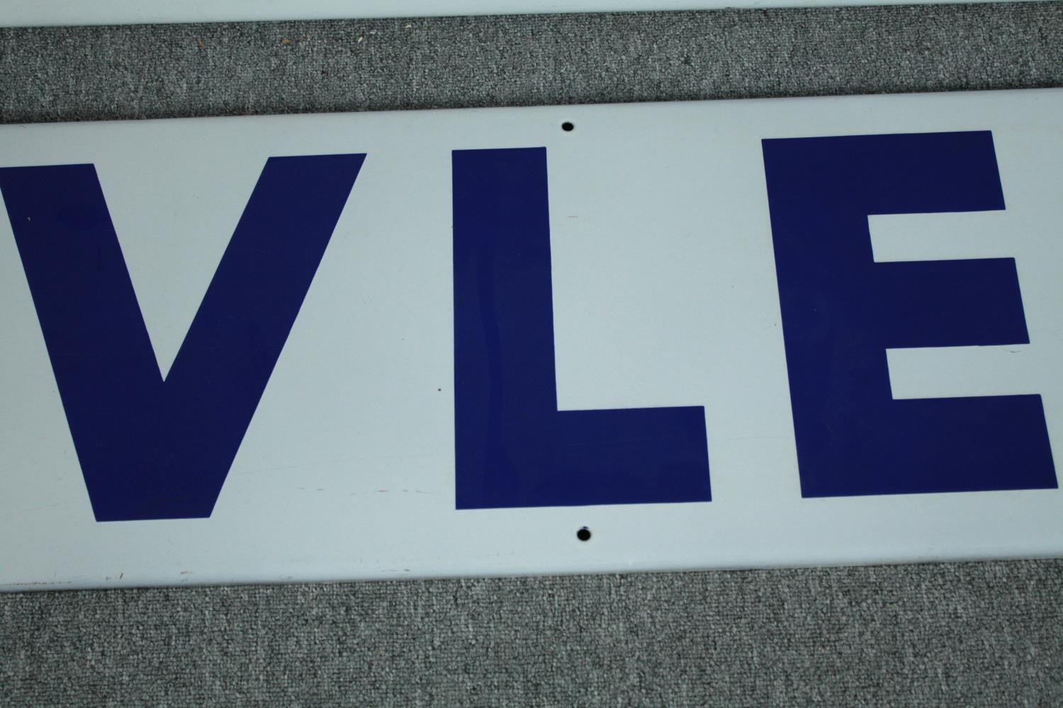 A pair of large enamelled metal Czech road signs. Keep Right and Keep Left. L.200 W.40cm. (each) - Image 3 of 6