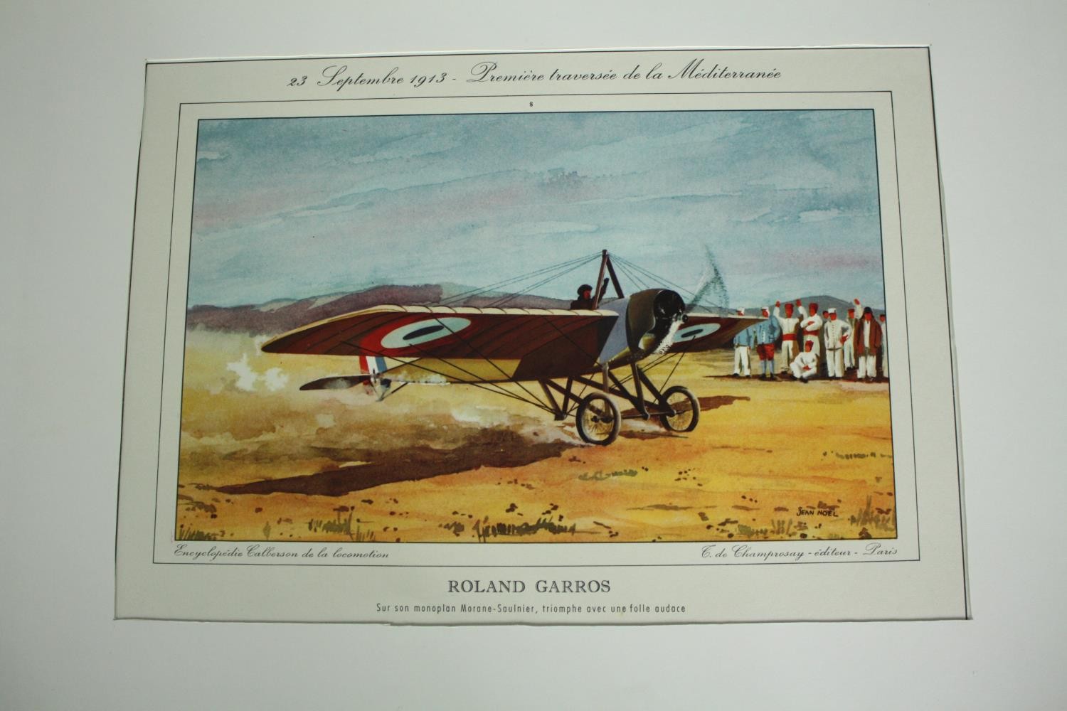 Three 19th century hand coloured engravings, Henri Fabre, Roland Garros and early ballooning. H.32 - Image 4 of 7