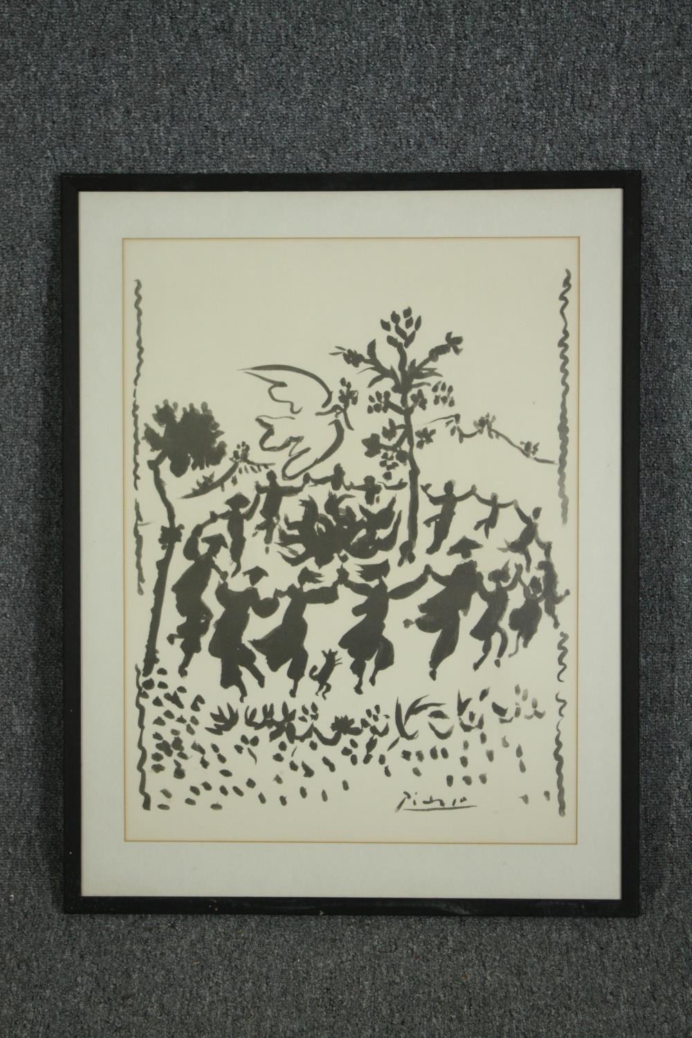 A framed and glazed poster print, Long Live Peace by Picasso. H.78 W.60cm. - Image 2 of 3