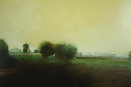 Anthony Krikhaar, (B.1940), oil on board, windmill in a landscape, signed with inscription verso.