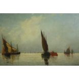 Charles Albert Porcher (1834-1895), oil on canvas, sailing ships on a calm sea. Signed bottom right.