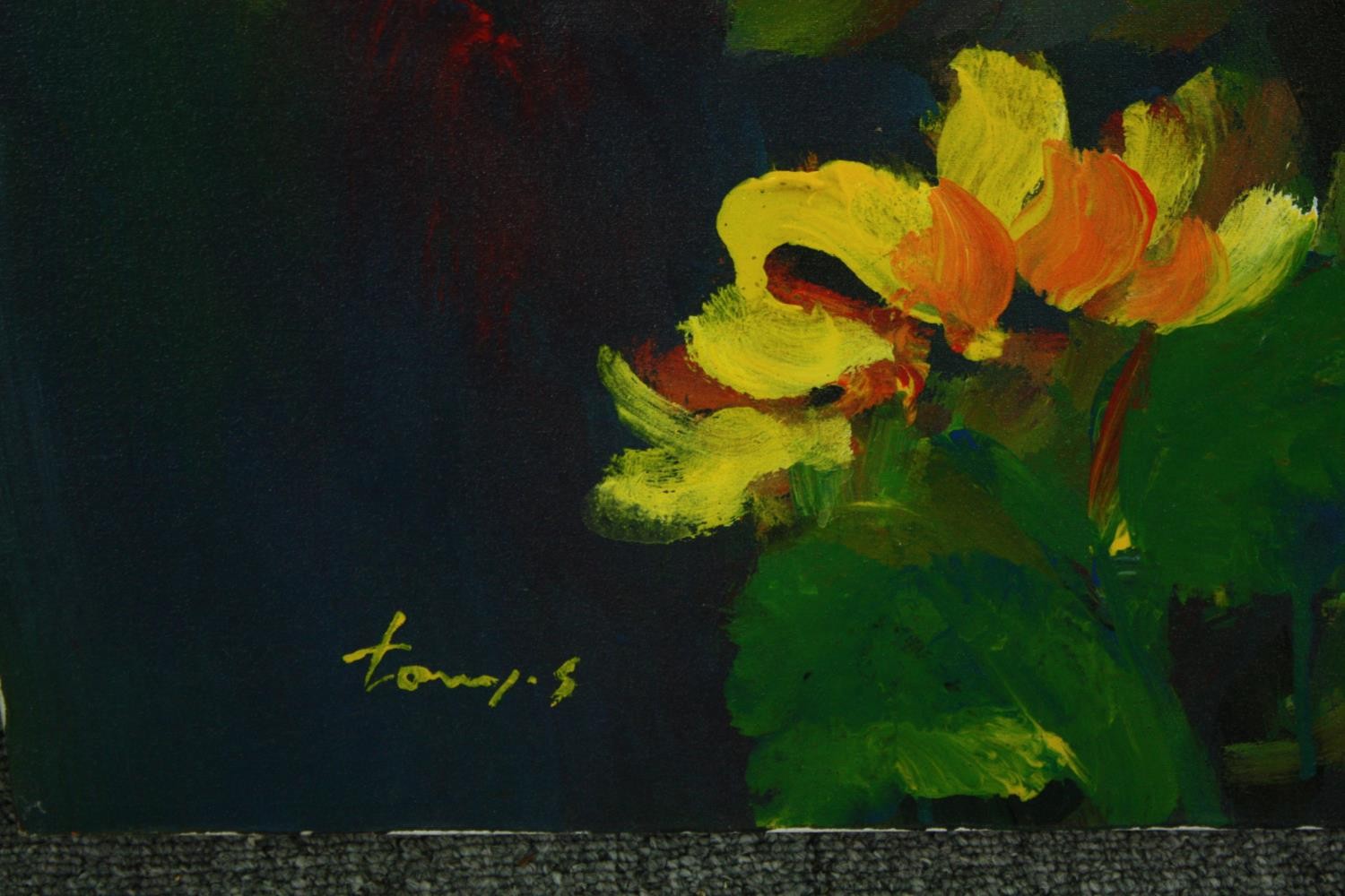 Oil on canvas, sunflowers, unsigned. H.91 W.70cm. - Image 3 of 4