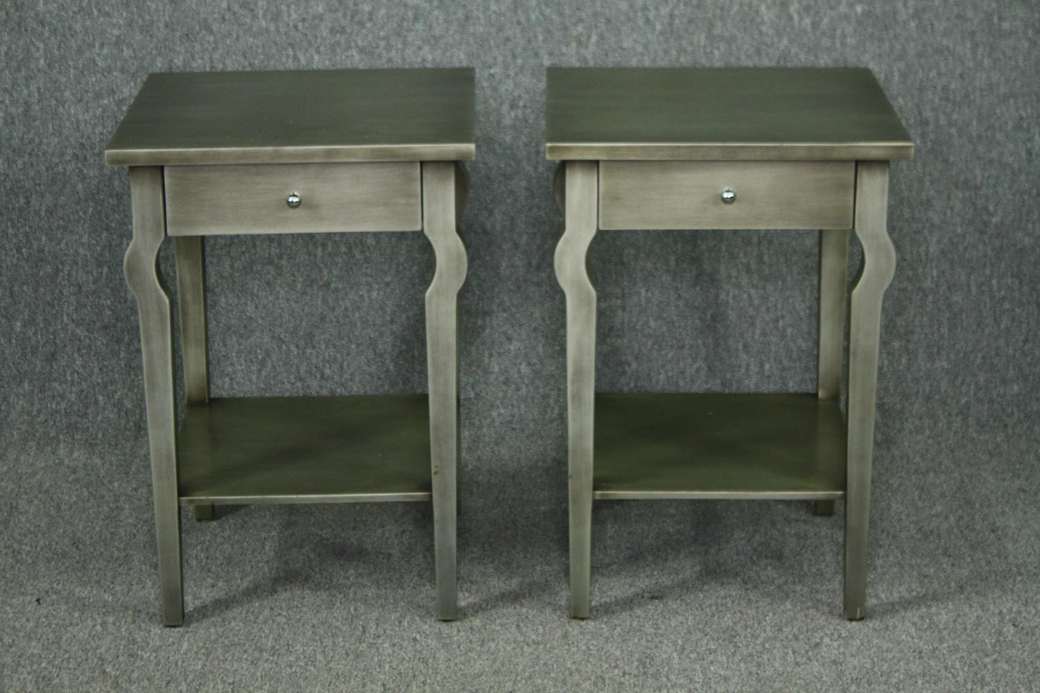 Bedside or lamp tables, a pair contemporary painted. H.66 W.45 D.45cm. (each)