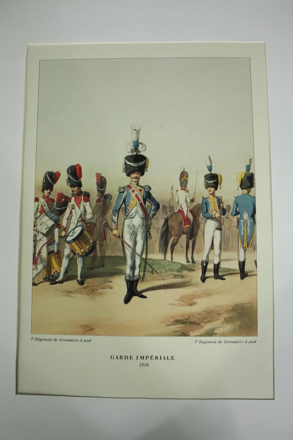 A pair of 19th century hand coloured engravings, French officers. H.51 W.33cm. (each) - Image 4 of 5