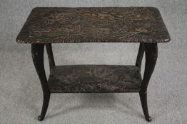 Occasional table, C.1900, foliate carved and lacquered. H.65 W.89 D.50cm.