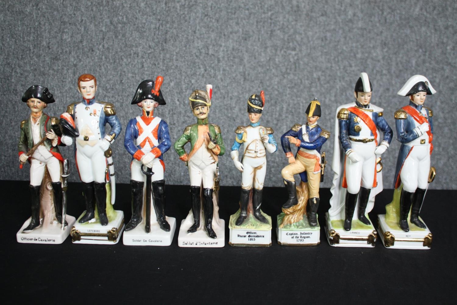 A collection of ceramic 19th century style soldiers, Alfretto, Brinton etc. H.23cm. (largest)