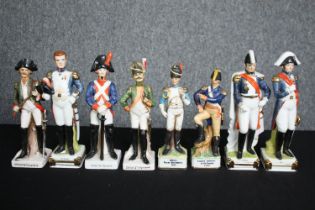 A collection of ceramic 19th century style soldiers, Alfretto, Brinton etc. H.23cm. (largest)