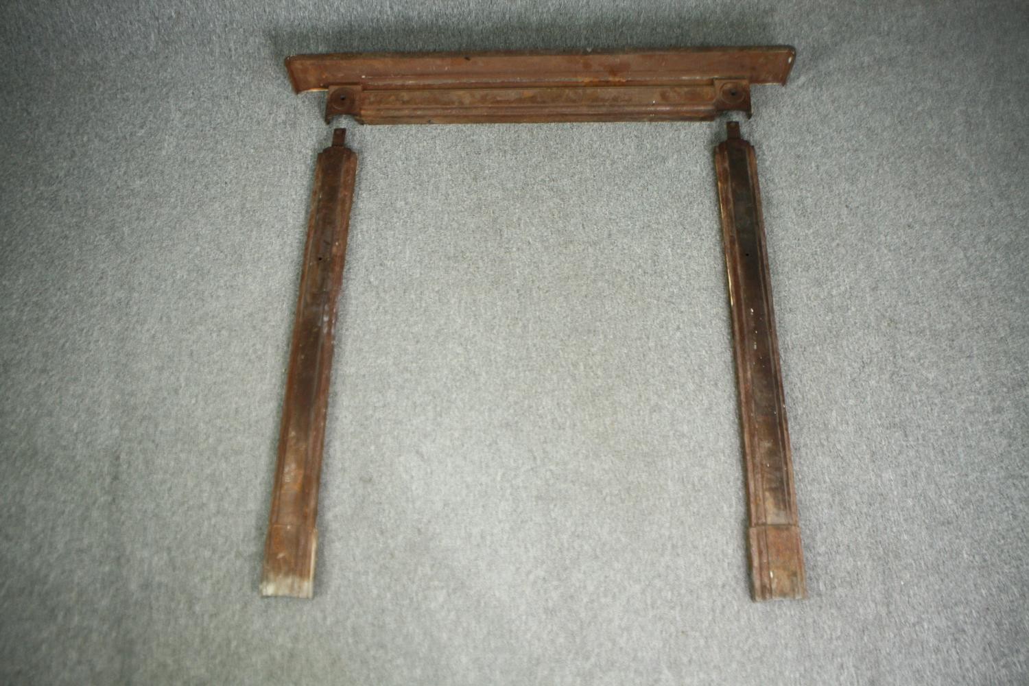 Fire surround, Georgian cast iron in three sections. H.124 W.130 D.15cm. - Image 2 of 8