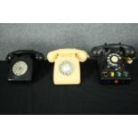 Three vintage telephones. H.16 W.15 D.24cm. (largest).