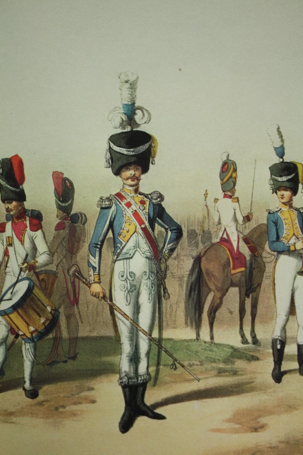 A pair of 19th century hand coloured engravings, French officers. H.51 W.33cm. (each) - Image 5 of 5