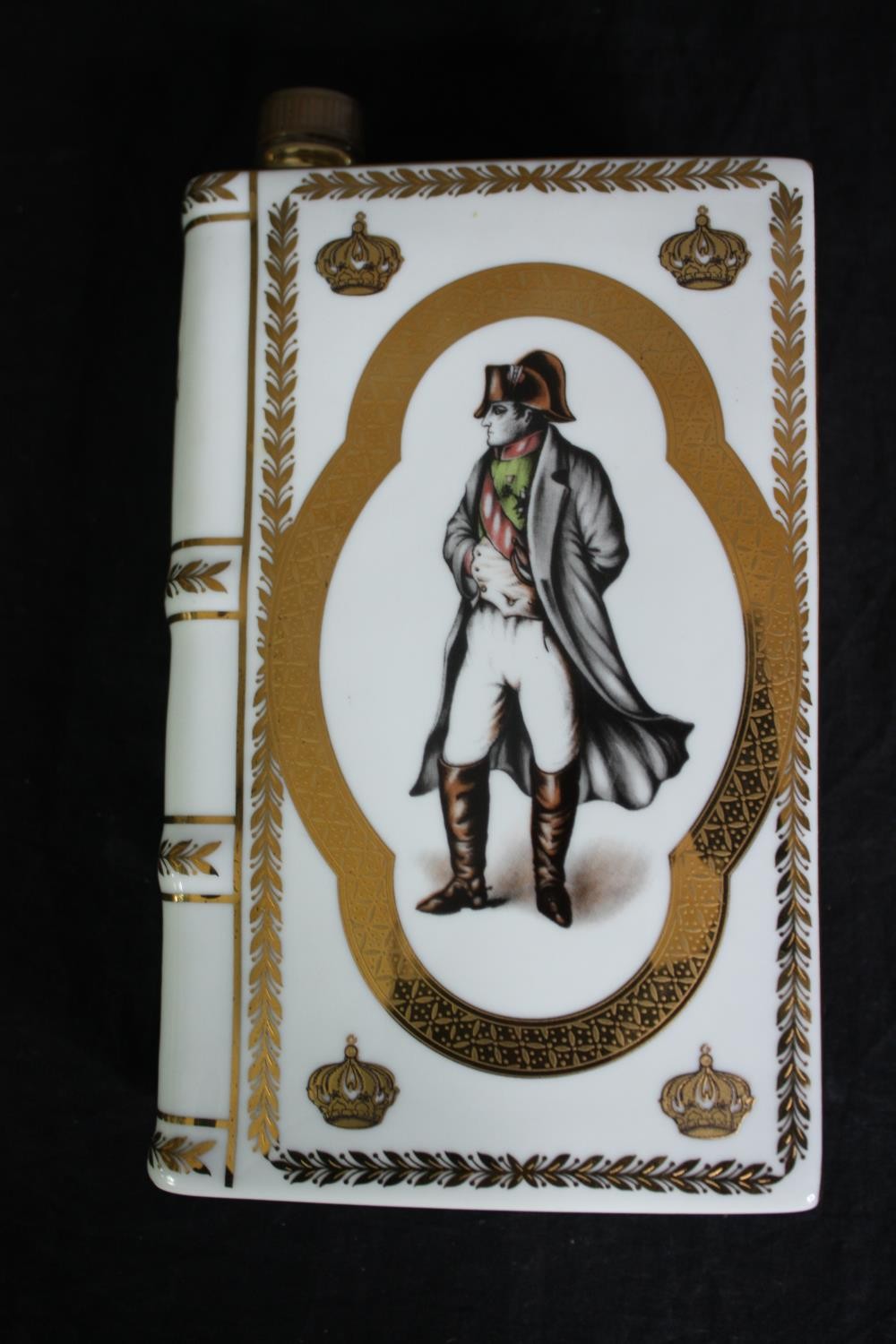 A boxed porcelain flask by Limoges containing Camus Cognac Napoleon brandy. H.25 W.16 D.8cm. - Image 7 of 8