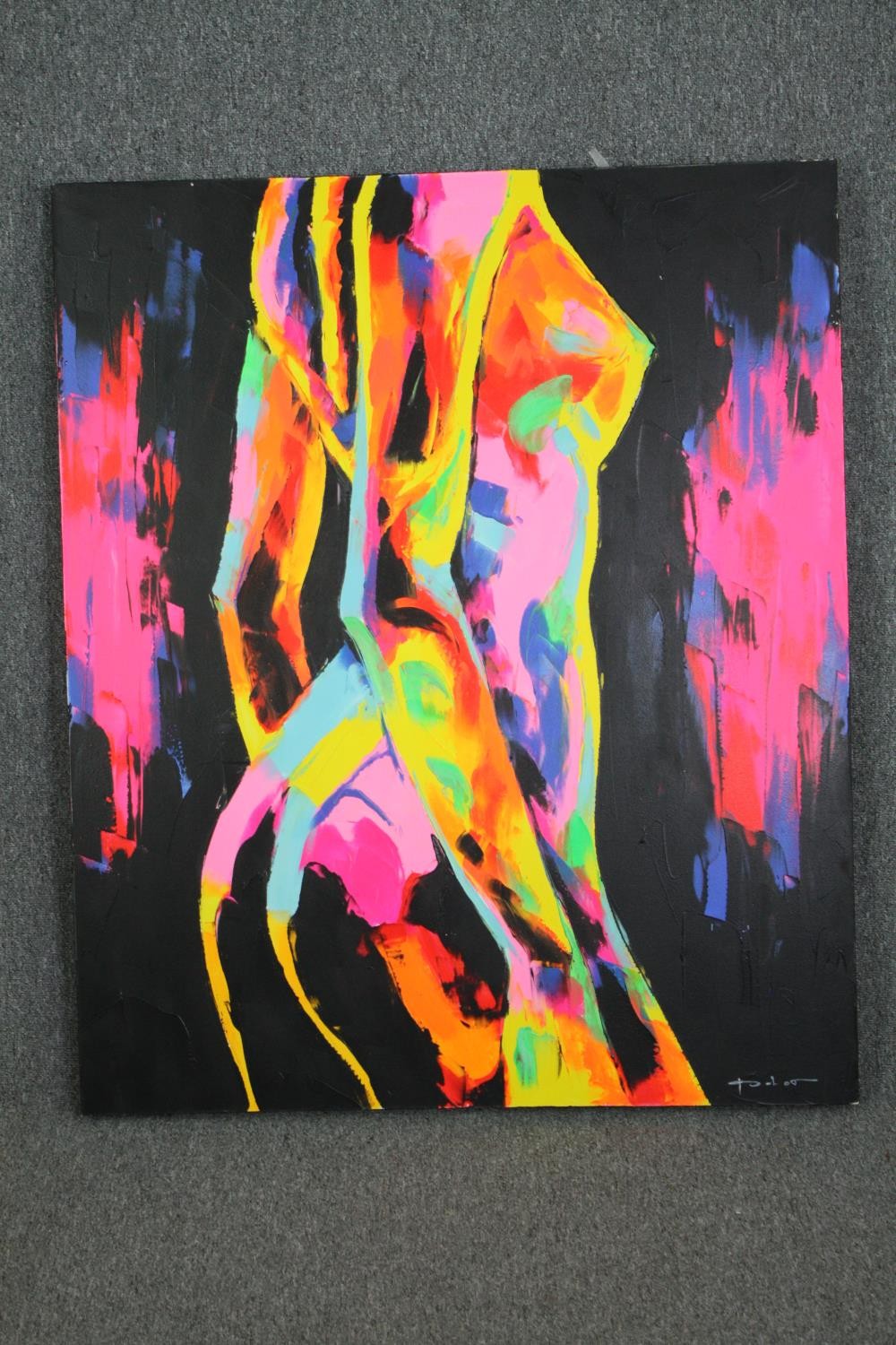 Acrylic on canvas, nude study, signed unframed. H.122 W.100cm. - Image 2 of 4