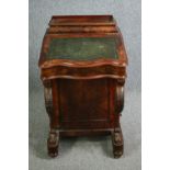 Davenport, mid Victorian burr walnut with fitted maple lined interior. H.90 W.54 D.57cm.