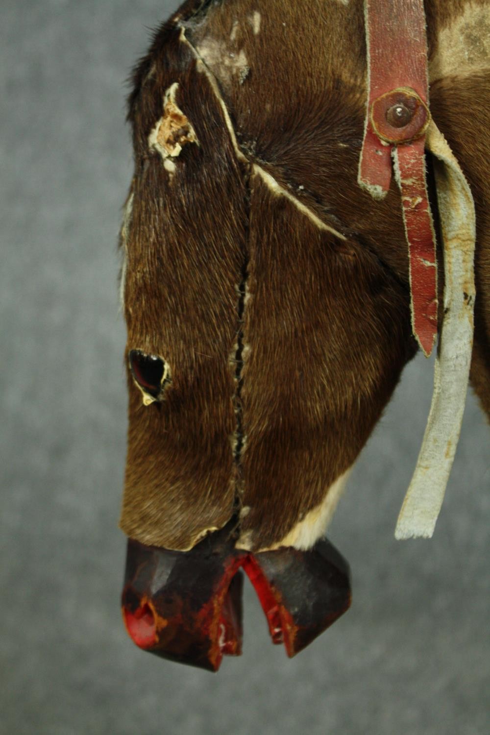 A vintage rocking horse in cowhide covering. H.74 W.110 D.38cm. - Image 9 of 14