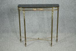 Console table, contemporary 19th century style brass and glass. H.78 W.75 D.23cm.