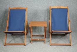 Deck chairs, contemporary John Lewis along with a matching folding table.