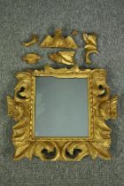 Wall mirror, 19th century Florentine style carved giltwood. H.47 W.47cm. (In need of some repair