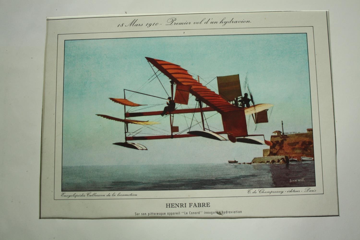 Three 19th century hand coloured engravings, Henri Fabre, Roland Garros and early ballooning. H.32 - Image 2 of 7