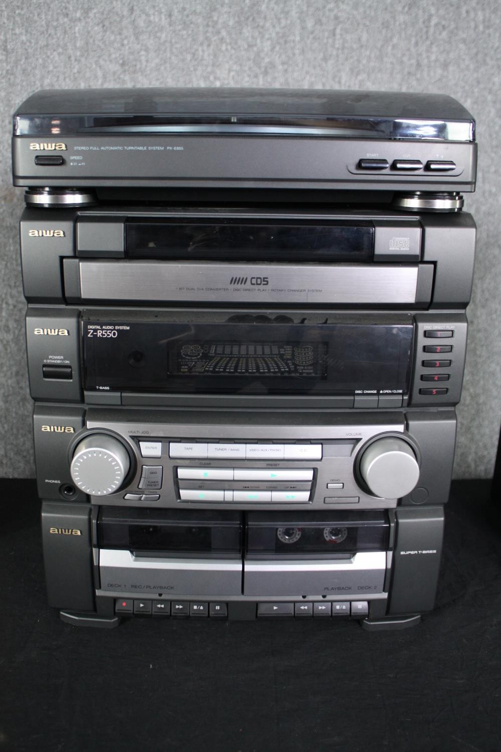 An Aiwa Hi Fi system to include turntable. H.50cm. (Largest). - Image 2 of 6