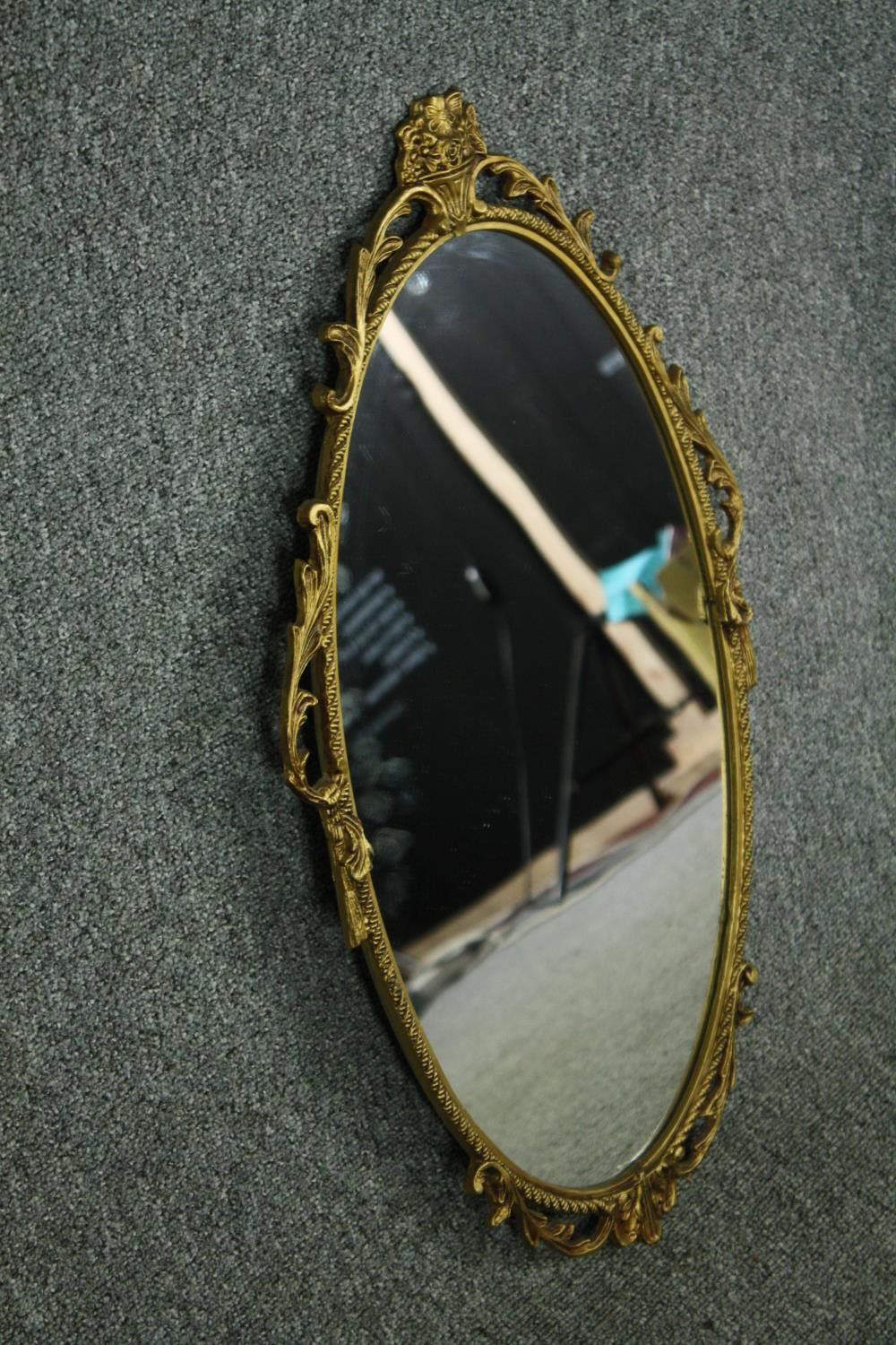Wall mirror, mid century antique style brass framed. H.66 W.40cm. - Image 2 of 5