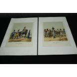 A pair of 19th century hand coloured engravings, French officers. H.51 W.33cm. (each)