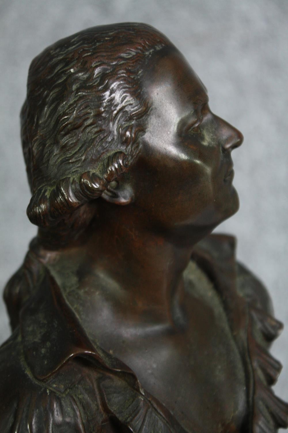 After Eutrope Bouret (1833-1906), a C.1900 patinated bronze figure of a prisoner. H.56cm. - Image 6 of 8