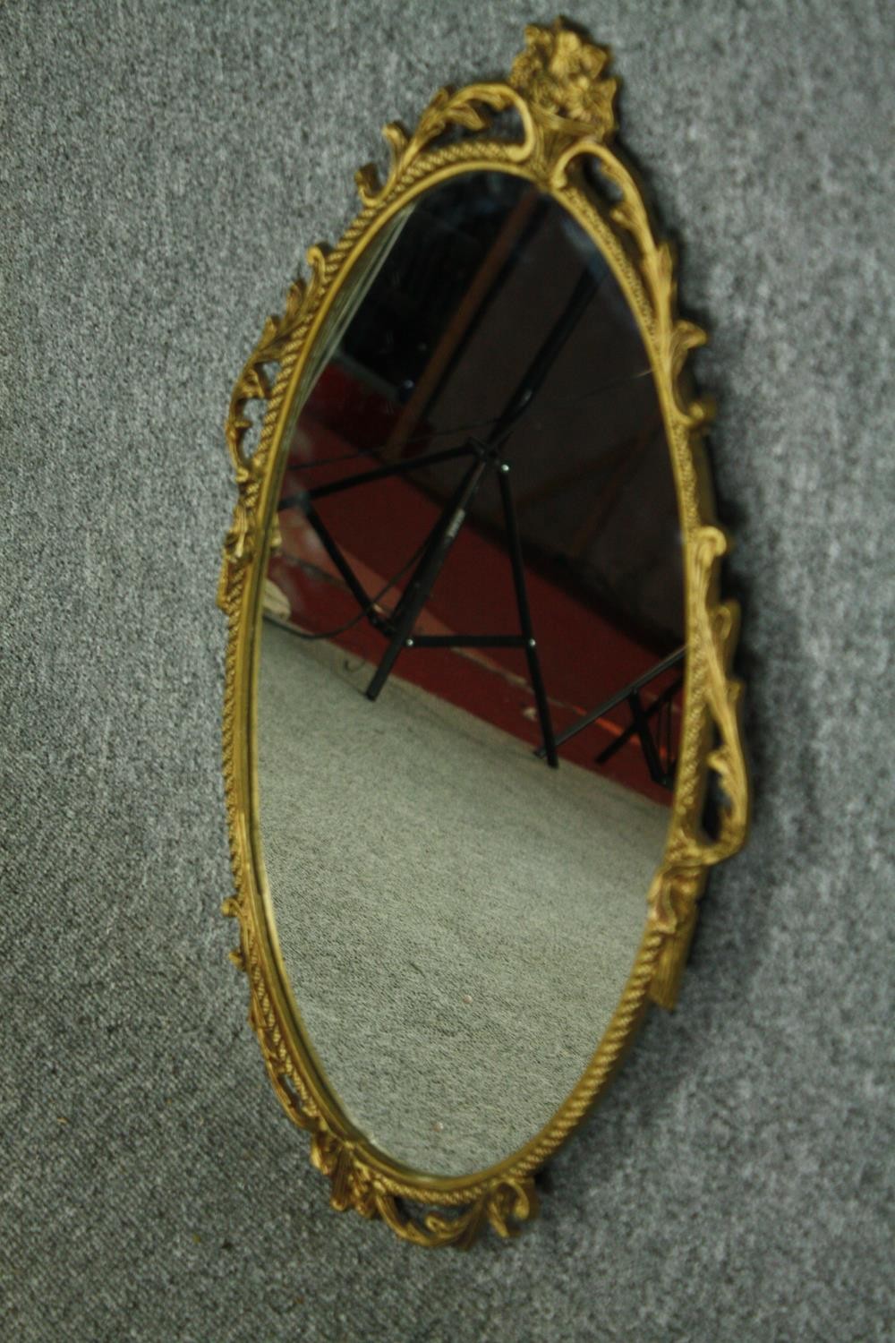 Wall mirror, mid century antique style brass framed. H.66 W.40cm. - Image 3 of 5