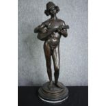 After Paul Dubois (1829-1905), a 19th century patinated bronze figure; Le Chanteur Florentin, a