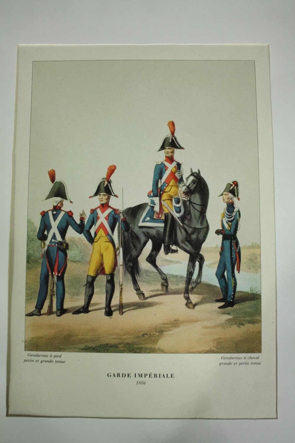 A pair of 19th century hand coloured engravings, French officers. H.51 W.33cm. (each) - Image 2 of 5