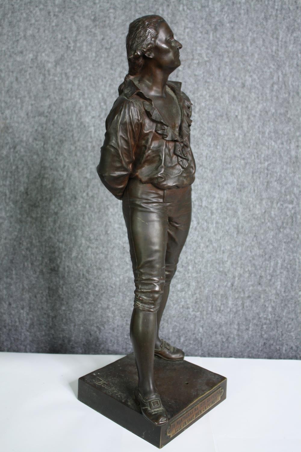 After Eutrope Bouret (1833-1906), a C.1900 patinated bronze figure of a prisoner. H.56cm. - Image 2 of 8