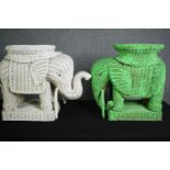 Two unusual mid century Loom elephant stools. H.50 W.67 D.27cm. (largest)